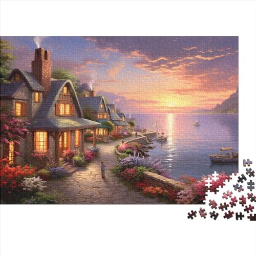 Sonnenuntergang über dem Hafen Puzzle - 500 Teile Puzzles Für Erwachsene Und Kinder Ab 14 Jahren Entworfen Für Familienspaß Hölzernes 500pcs (52x38cm) von HOTGE