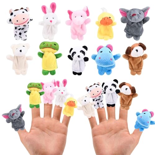 Fingerpuppen, Finger Plüschtier Set, Kleine Tier Fingerspielzeug, Karikatur Fingerpuppen Set, Klein Tier Fingerpuppe Set Stoff Tier Finger Puppe Plüschpuppe Baby Mitgebsel Kindergeburstagen, 10 Stück von HOTMNTY