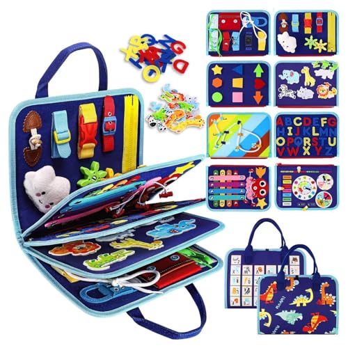 HOTMNTY Busy Board Montessori Spielzeug 1-4 Jahre Kleinkinder, Kinder Sensorik Lernspielzeug, Activity Board Motorikspielzeug, Montessori Spielzeug, Geschenk Junge Mädchen, Baby Motorikbrett, Blau HOTMNTY Busy Board Montessori Spielzeug 1-4 Jahre Kleinkinder, Kinder Sensorik Lernspielzeug, Activity Board Motorikspielzeug, Montessori Spielzeug, Geschenk Junge Mädchen, Baby Motorikbrett, Blau von HOTMNTY