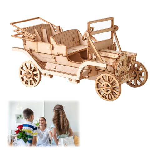 Vintage Car Wooden Model Puzzle Set, 3D Puzzle Oldtimer Auto Modellbau, Holz Auto Modell Puzzle, 3D Puzzle Holzbausatz Auto für Erwachsene und Kinder als Geschenk Oder Dekoration (Vintage Car),HOTMNTY von HOTMNTY