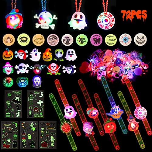 72PCS Halloween Blinkende Ringe - Halloween Party Leuchtend Deko Für Kinder, Halloween Accessoires Zubehör Set, Halloween Led Blinkende Spielzeug, Halloween Theme Geschenke Für Halloween Kinder Spiel von HOTSAN