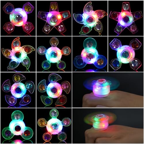 HOTUT Blinkende Ringe, 12 Stück LED Leucht Fidget Spinner Ringe, im Dunkeln leuchtende Leuchtringe, Party Spielzeug für Kinder und Erwachsene, Gastgeschenke Kindergeburtstag Halloween Karneval von HOTUT