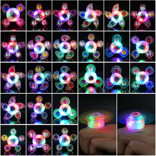 HOTUT Blinkende Ringe, 24 Stück LED Leucht Fidget Spinner Ringe, im Dunkeln leuchtende Leuchtringe, Party Spielzeug für Kinder und Erwachsene, Gastgeschenke Kindergeburtstag Halloween Karneval von HOTUT