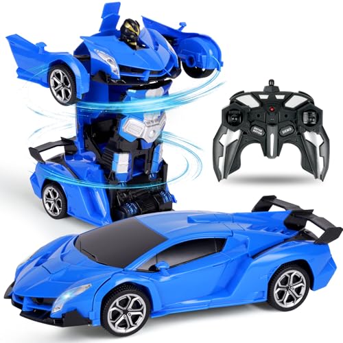 HOTUT Ferngesteuertes Auto, 1:18 Transformer Spielzeug, 2 -in-1 Transform Roboter Spielzeug mit 2.4GHz Fernbedienung, Polizeiauto Spielzeug Geschenk für Jungen und Mädchen ab 6+ Jahre von HOTUT