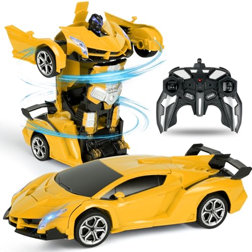 HOTUT Ferngesteuertes Auto, 1:18 Transformer Spielzeug, 2 -in-1 Transform Roboter Spielzeug mit 2.4GHz Fernbedienung, Polizeiauto Spielzeug Geschenk für Jungen und Mädchen ab 6+ Jahre von HOTUT