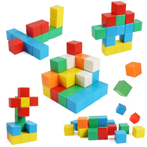 HOTUT Magnetische Bausteine Würfel, 32 Stück Bunte Magnetische Blöcke 36mm, Magnetischer Würfel, 3D Magnete Puzzle, Lernspielzeug Magnet würfel Geschenke für Jungen und Mädchen von HOTUT