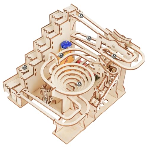 HOTUT Murmelbahn Trackball Modell Bausatz,112 Stück 3D Puzzle Holz Set,Erwachsene Mechanische kugelbahn Holzpuzzle mit 9 Stahlkugeln,Holzpuzzle Bastelset für Kinder 8 Jahre und älter und Erwachsene von HOTUT