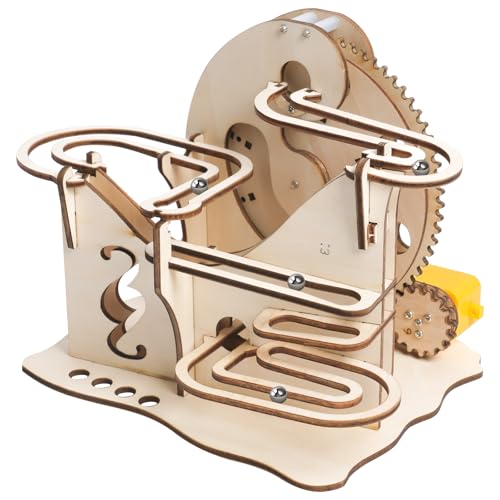 HOTUT Murmelbahn Trackball Modell Bausatz,33 Stück 3D Puzzle Holz Set,Erwachsene Mechanische kugelbahn Holzpuzzle,Holzpuzzle Bastelset für Kinder 8 Jahre und älter und Erwachsene von HOTUT