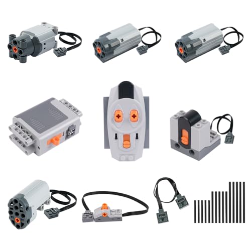 HOTUT Servo Motor Function, 25-teiliges Elektrisch Spielzeug Motor, Technology Power Functions Set, Batteriebox für Fernbedienung, Verlängerungskabel, Kompatibel mit Technik Zug von HOTUT