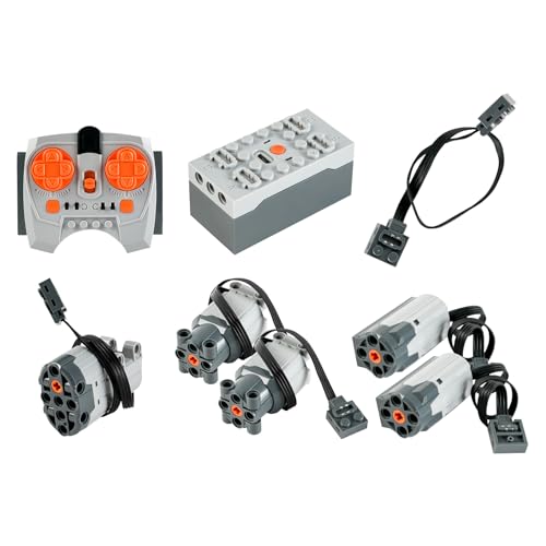 HOTUT Servo Motor Function, 8-teiliges Elektrisch Spielzeug Motor, Technology Power Functions Set, Batteriebox für Fernbedienung, Verlängerungskabel, Kompatibel mit Technik Zug von HOTUT