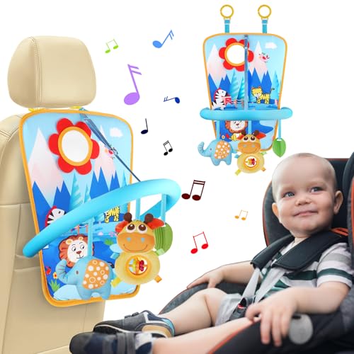 HOTUT Spielzeug Für Autofahrt Baby, Babyautositz Spielzeug mit Spiegel und 3 Hängespielzeuge, Kinder Auto rücksitz Spielzeug, Baby Activity Spielzeug für Babys von 0-12 Monaten -SchneebergStil von HOTUT