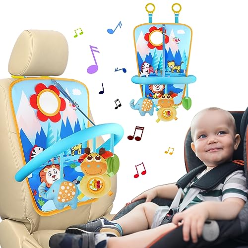 HOTUT Spielzeug Für Autofahrt Baby,Babyautositz Spielzeug mit Spiegel und 3 Hängespielzeuge,Baby Activity Spielzeug für Babys von 0-12 Monaten -SchneebergStil von HOTUT