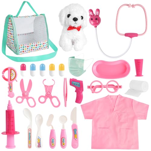 HOTUT Tierarzt Spielzeug Arztkoffer Kinder,Tierarzt Doktor Rollenspiel mit Hunde Spielzeug,Tierarzt Spielset,Doktorkoffer Kinder Spielzeug Geschenke für ab 3 Jahre,Rosa HOTUT Tierarzt Spielzeug Arztkoffer Kinder,Tierarzt Doktor Rollenspiel mit Hunde Spielzeug,Tierarzt Spielset,Doktorkoffer Kinder Spielzeug Geschenke für ab 3 Jahre,Rosa von HOTUT