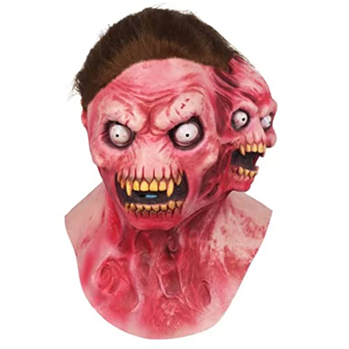 HOUGE Gruselige Halloween-Kostümmaske, zweiköpfige Gesichtsbedeckung, gruselige Latexmaske, Maskerade, die Monster verkleidet von HOUGE