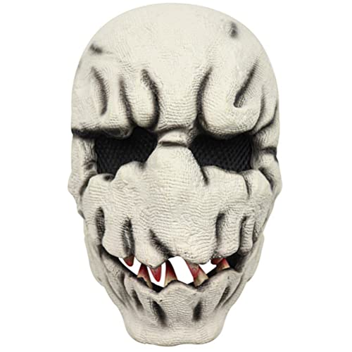 HOUGE Kopfknochen-Schädelmaske mit beweglichem Kiefer, Halloween-Kostüm, Horror-Gesichtsmaske, gruselige Skelett-Gesichtsabdeckung Cosplay-Maskerade-Karnevalsparty von HOUGE