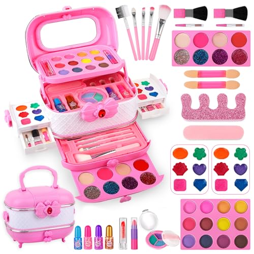 Kinderschminke Set Mädchen, 54 PCS Schminkkoffer Mädchen,Waschbar Schminke Kinder Make Up Set Mädchen Spielzeug, Schminkset Mädchen für Weihnachts Geburtstags Geschenke für 3-12 Jahre von HOUSN