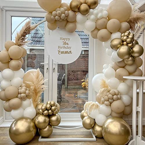 Ballon Girlande Beige, Boho Beige Ballon Girlande Set mit Natursand Gold Weiß Ballongirlande Ballons Deko für Geschlechtsoffenbarung Baby Shower Hochzeit Geburtstag Verlobungs Party Dekorations von HOUSTAR