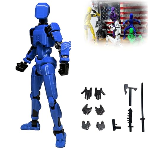 HOUXIANDOU Actionfigur, 3D-gedruckte Actionfigur Mit Mehreren Gelenken, Beweglich, Nova 13 Actionfigur, Tit 13 Actionfigur Mit 4 Arten Von Waffen Und 3 Arten Von Händen (Blau) von HOUXIANDOU