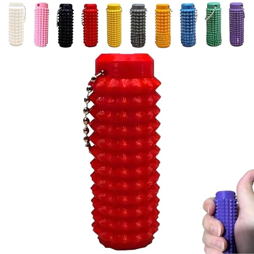 Spiky Grippie-Schlüsselanhänger, Little Ouchies Fidget, Bumpy Fidget-Schlüsselanhänger, Mini-Zappelspielzeug Für Die Tasche, Venting-Schlüsselanhänger (Rot) von HOUXIANDOU