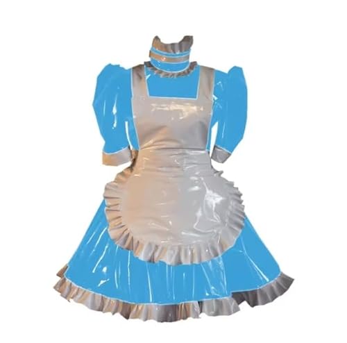 HOUXINQWWP Cosplay-Kleid, PVC-Lederschürze, Halloween, S-7XL, Blau, 6XL von HOUXINQWWP