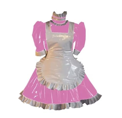 HOUXINQWWP Cosplay-Kleid, PVC-Lederschürze, Halloween, S-7XL, Rosa, 3XL von HOUXINQWWP