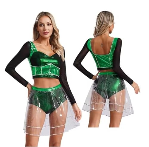 HOUXINQWWP Cosplay-Kostüm für Damen, langärmelig, Größe S-XXL, Grün, Größe XL von HOUXINQWWP