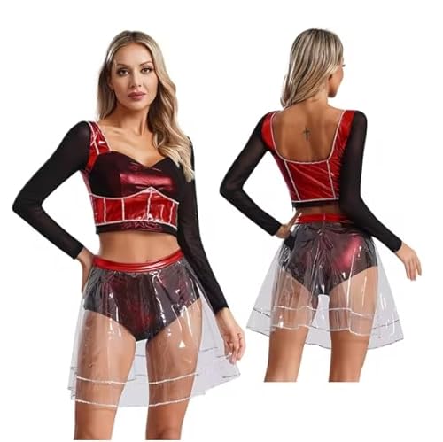 HOUXINQWWP Cosplay-Kostüm für Damen, langärmelig, Größe S-XXL, Rot, Größe XL von HOUXINQWWP