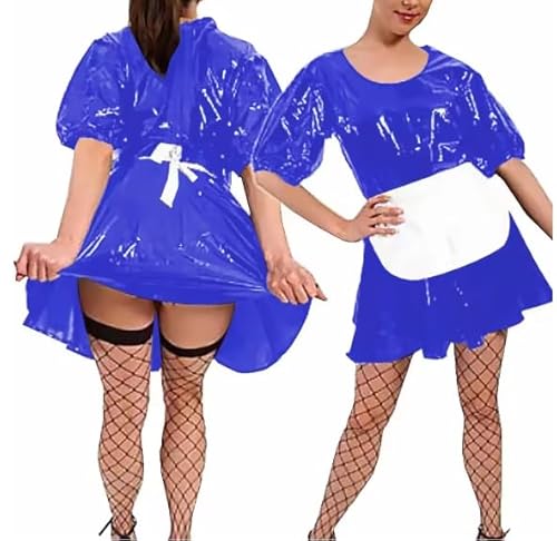 HOUXINQWWP Damenkleid für Halloween, Cosplay, mit Schürze, Größe S-7XL, Blau, Größe 3XL von HOUXINQWWP