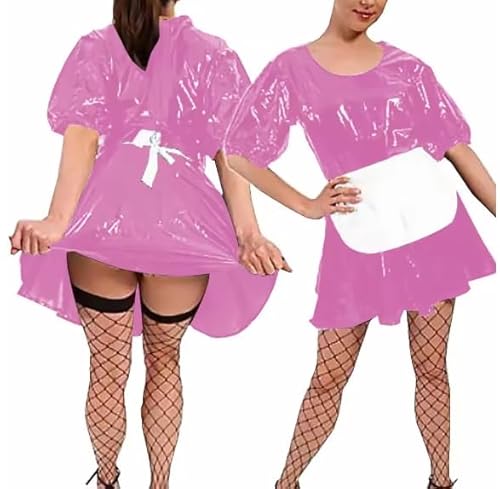 HOUXINQWWP Damenkleid für Halloween, Cosplay, mit Schürze, Größe S-7XL, Rosa, 3XL von HOUXINQWWP