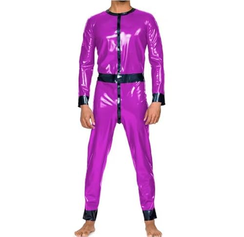 HOUXINQWWP Halloween Cosplay Herren PVC-Leder Langarm S-7XL, Lila, 4XL von HOUXINQWWP