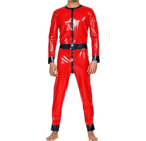 HOUXINQWWP Halloween Cosplay Herren PVC-Leder Langarm S-7XL, Rot, 5XL von HOUXINQWWP