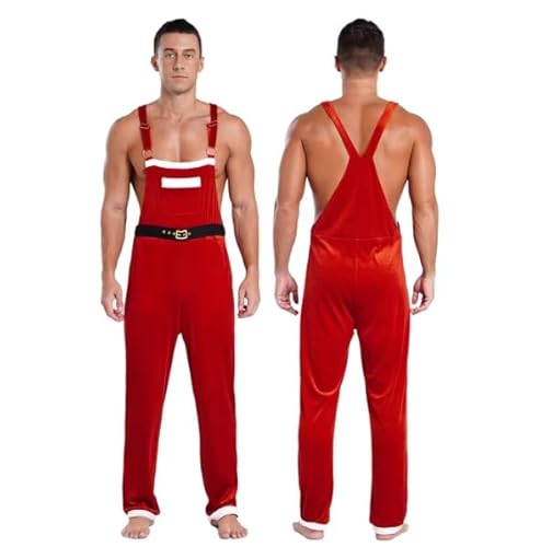 HOUXINQWWP Herren-Overall für Weihnachten, Cosplay, Größe S-4XL, Rot, Größe 3XL von HOUXINQWWP