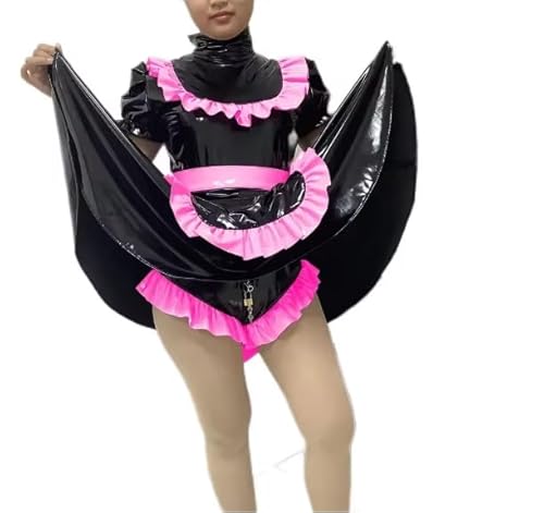 HOUXINQWWP Kleid PVC-Kostüme Cosplay Anziehschürze S-7XL, Rosa, 3XL von HOUXINQWWP