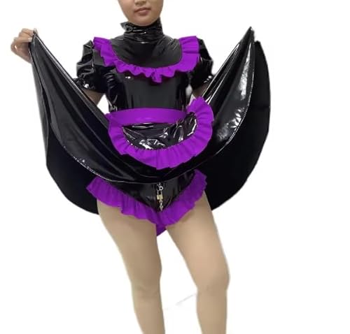 HOUXINQWWP Kleid PVC-Kostüme Cosplay Anziehschürze S-7XL, Violett, 4XL von HOUXINQWWP