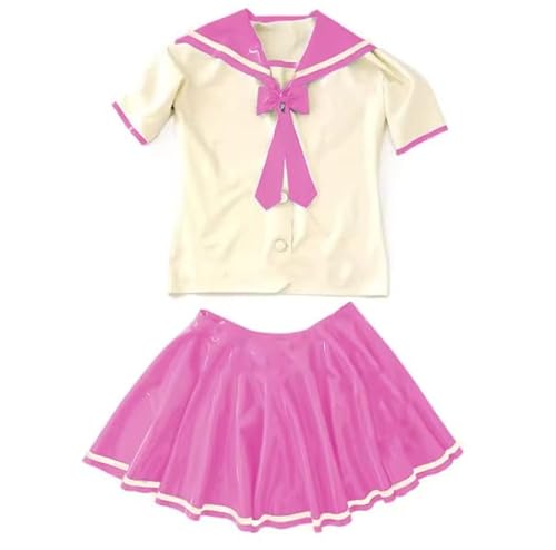 HOUXINQWWP Leder-Kleid mit kurzen Ärmeln, PVC, für Cosplay, Halloween, Cosplay, Cosplay, S-7XL, Rosa, Größe 3XL von HOUXINQWWP