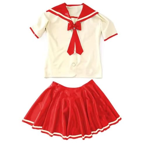 HOUXINQWWP Leder-Kleid mit kurzen Ärmeln, PVC, für Cosplay, Halloween, Cosplay, Cosplay, S-7XL, Rot, Größe 3XL von HOUXINQWWP