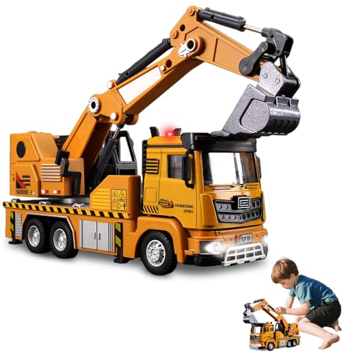 HOVCEH Bagger Spielzeug für Kinder, 1:40 Metall Baustellenfahrzeuge für 3 4 5 6 7 Jahre, Bagger Sandkasten mit Sound und Licht, Sandspielzeug Auto Geschenk für Junge Mädchen HOVCEH Bagger Spielzeug für Kinder, 1:40 Metall Baustellenfahrzeuge für 3 4 5 6 7 Jahre, Bagger Sandkasten mit Sound und Licht, Sandspielzeug Auto Geschenk für Junge Mädchen von HOVCEH