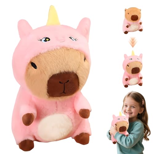 HOVCEH Capybara Plüschtier, 25cm Capybara Kuscheltier, Niedlichen Capybara Plush, Niedlichen Capybara Plushies, Capybara Kuscheltier im Rosa Einhorn Kostüm für Home Deko und Kinder Geschenke(Einhorn) HOVCEH Capybara Plüschtier, 25cm Capybara Kuscheltier, Niedlichen Capybara Plush, Niedlichen Capybara Plushies, Capybara Kuscheltier im Rosa Einhorn Kostüm für Home Deko und Kinder Geschenke(Einhorn) von HOVCEH