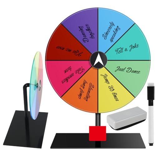 HOVCEH Glücksrad zum Drehen, Glücksrad zum Selbstgestalten, Spinning Prize Wheel, Tisch Preisrad mit Ständer, Bearbeitbares Drehrad mit Radiergummi und Markierstift, Spin Wheel Game für Party von HOVCEH