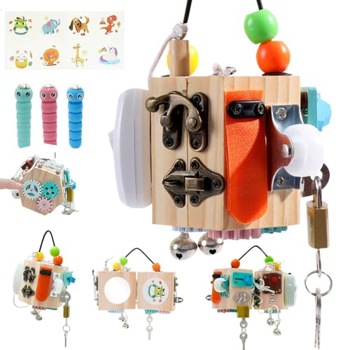 HOVCEH Motorikwürfel, Busy Activity Cube, 14 in 1 Aktivitätswürfel aus Holz, Motorikspielzeug Baby Activity Würfel, Montessori Lernspielzeug für Kleinkinder ab 3 Jahren, Holzspielzeug Geschenk HOVCEH Motorikwürfel, Busy Activity Cube, 14 in 1 Aktivitätswürfel aus Holz, Motorikspielzeug Baby Activity Würfel, Montessori Lernspielzeug für Kleinkinder ab 3 Jahren, Holzspielzeug Geschenk von HOVCEH