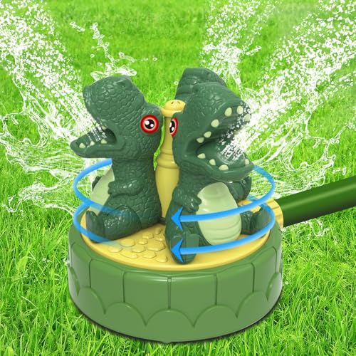 HOVCEH Dinosaurier Wassersprinkler für Kinder, Dinosaurier Sprinkler Wasserspielzeug Kinder Outdoor Mit 360 Rotierenden Sprühdüsen, Niedliches Outdoor Wasserspielzeug für Rasen Garten von HOVCEH