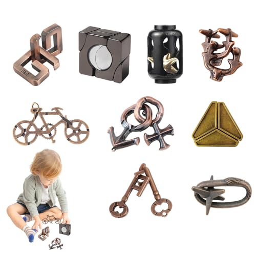 Knobelspiele Metall, HOVCEH 9 Stück 3D Magic Unlock Knobelspiel für Erwachsene und Kinder, Brainteaser Metall IQ Spiele Geduldspiel Geschenkidee für alle Altersgruppen Knobelspiele Metall, HOVCEH 9 Stück 3D Magic Unlock Knobelspiel für Erwachsene und Kinder, Brainteaser Metall IQ Spiele Geduldspiel Geschenkidee für alle Altersgruppen von HOVCEH