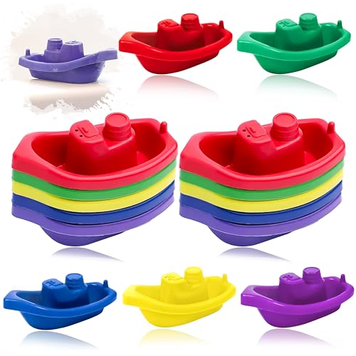 15 Stück Baby-Badezeit-Stapelboote 9,7 cm, Frösche, Enten, Buntstifte Badewanne schwimmendes Wasserwannenspielzeug, pädagogische Wasserunterhaltung für Kleinkinder und lustiges Spielen für Kinder von HOVUK