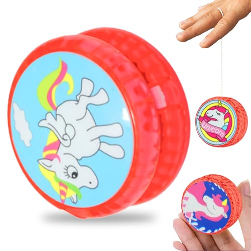 HOVUK® 1 x Einhorn-Yoyo in roter Farbe, stabil und stabil mit Jojo-Schnur, tolles Geschenk für Kinder und Anfänger, 5,5 cm von HOVUK