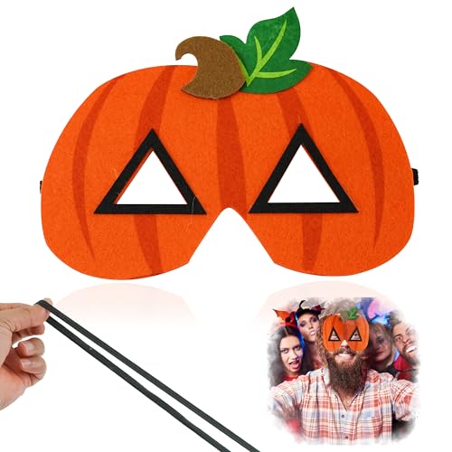 HOVUK Halloween-Kürbis-Maske, verstellbares elastisches Band, Kinder Halloween Cosplay Masken Partyzubehör, Geistermaske, Einheitsgröße für alle Augenmaske, Filzmaske Halloween Party Favors Supplies von HOVUK