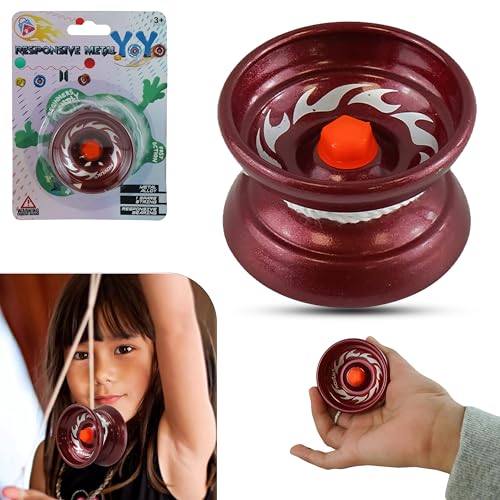 Yoyo Rot aus Metall und Aluminium für Kinder – 5 cm | professionelles Yoyo mit Seilen | Yoyo Double Use für Erwachsene, Anfänger 3 + Y von HOVUK