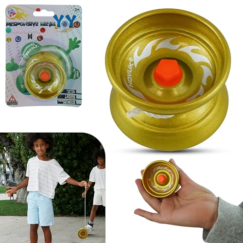 Yoyo aus Metall und Aluminium, vergoldet, für Kinder, 5 cm, professionelles Yoyo mit Seilen, Yoyo, doppelt, für Erwachsene, Anfänger 3 + Y von HOVUK