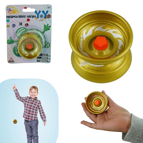 Yoyo aus Metall und Aluminium, vergoldet, für Kinder, 5 cm, professionelles Yoyo mit Seilen, Yoyo, doppelt, für Erwachsene, Anfänger 3 + Y von HOVUK