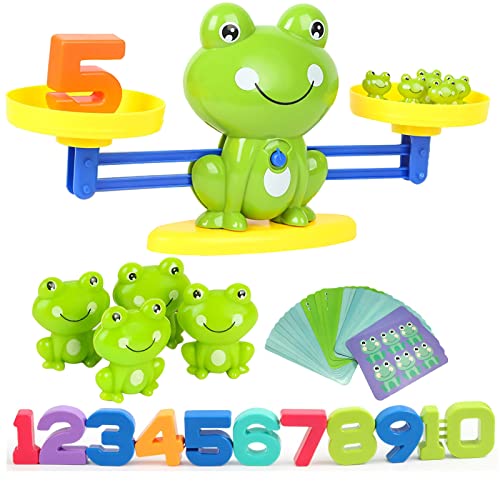 HOWADE Frosch Balance Mathematikspiel, Frosch Waage Montessori Pädagogischer Stiel Digitales Zählspielzeug für Kinder, grundlegendes Mathematiklernen von HOWADE