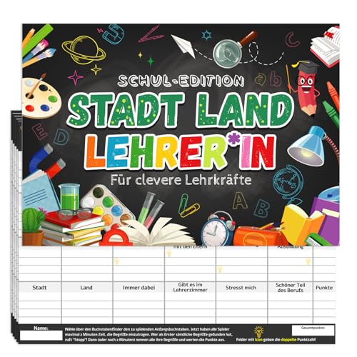 HOWAF 20 Blatt Stadt Land Lehrer Lehrerin, Schule-Edition als Quiz Lehrer Geschenk Weihnachten, Abschiedsgeschenk Lehrerin Geschenk, Spiel für Klassenlehrer & Schüler, DIN A4 Spielblock HOWAF 20 Blatt Stadt Land Lehrer Lehrerin, Schule-Edition als Quiz Lehrer Geschenk Weihnachten, Abschiedsgeschenk Lehrerin Geschenk, Spiel für Klassenlehrer & Schüler, DIN A4 Spielblock von HOWAF